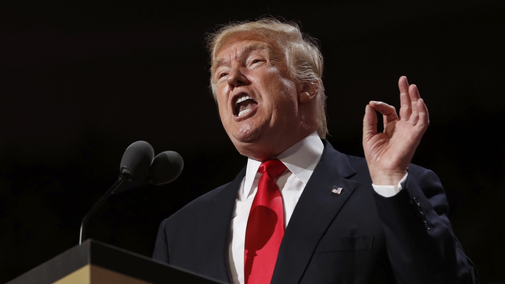 U.S. Republican presidential nominee Donald Trump speaks at the Republican National Convention