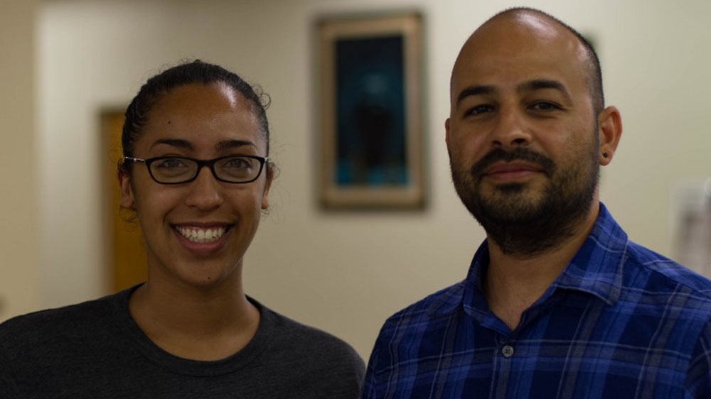 Robert, right, and Caritza, left, work at Paul Quinn College [Randy R Potts/Al Jazeera]