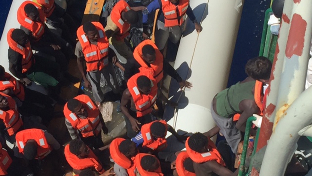 Over the course of one day, MSF rescued more than 628 people, including 13 kids and 98 women [Natasha Ghoneim/Al Jazeera]