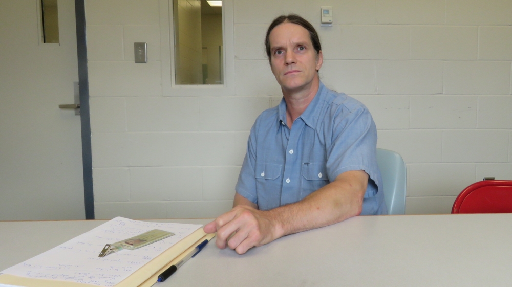 Kevin Collins, 56, who has been incarcerated since 2010 after being convicted of drug trafficking, theft, and burglary. Come November, he'll be voting for Donald Trump [Jessica Sarhan/Al Jazeera]