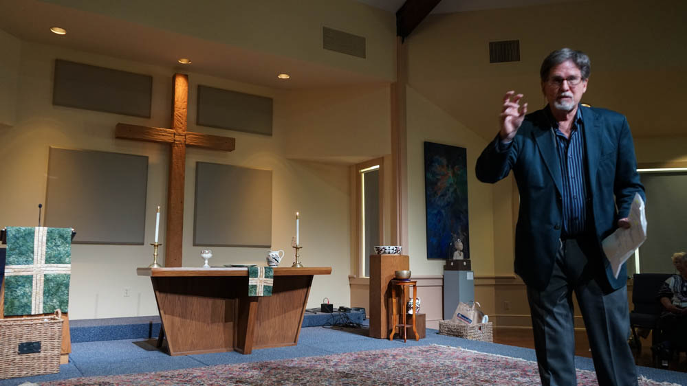 Pastor Jim Rigby says the church has taken responsibility for US actions in the world [Patrick Strickland/Al Jazeera]