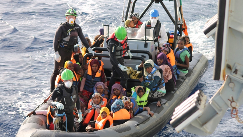 Irish Navy rescue migrants in the Mediterranean