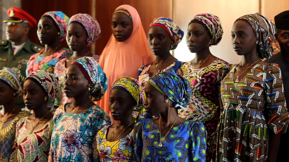 Some of the 21 Chibok schoolgirls released by Boko Haram during their visit to meet President Muhammadu Buhari In Abuja, Nigeria [REUTERS/Afolabi Sotunde TPX IMAGES OF THE DAY]