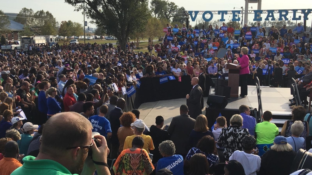 Clinton's rallly in Winterville, North Carolina, on Thursday [Chris Sheridan/Al Jazeera]