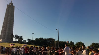 People lined up at 5am outside the Jose Marti monument to pay tribute to Castro [Lucia Newman]