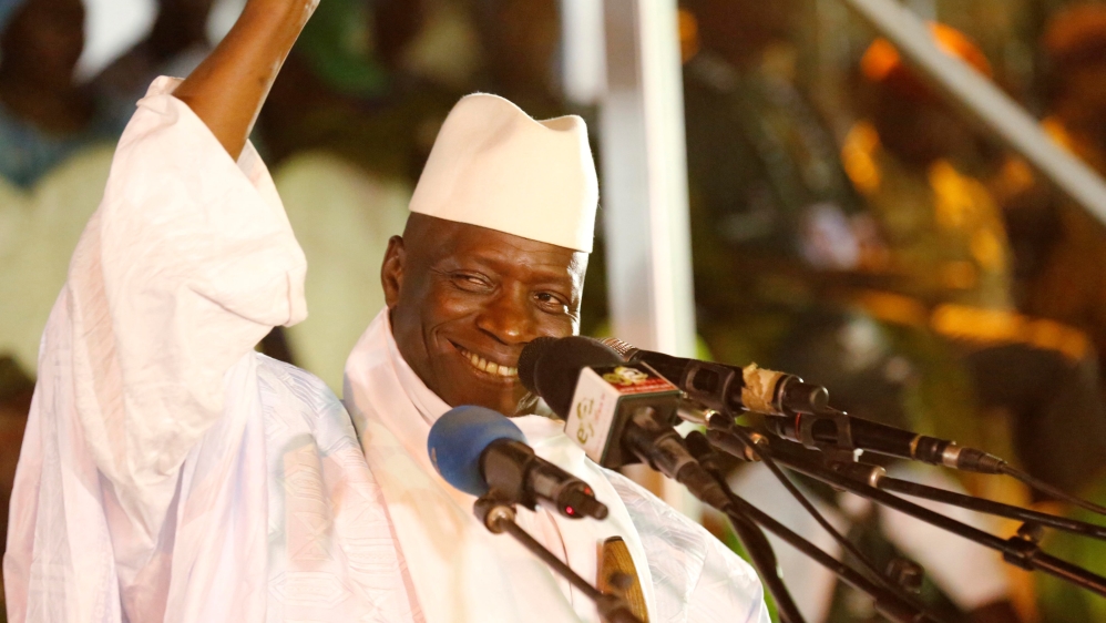 Gambia''s President Jammeh smiles during a rally in Banjul