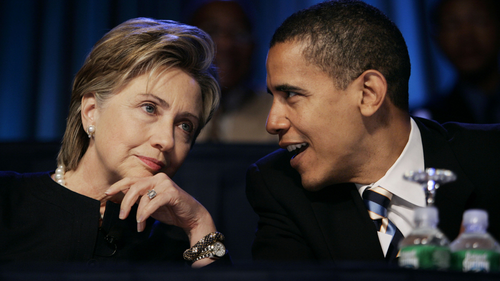 Hillary Clinton found Barack Obama emerge as her only serious opponent during her first presidential run [Evan Vucc/AP]