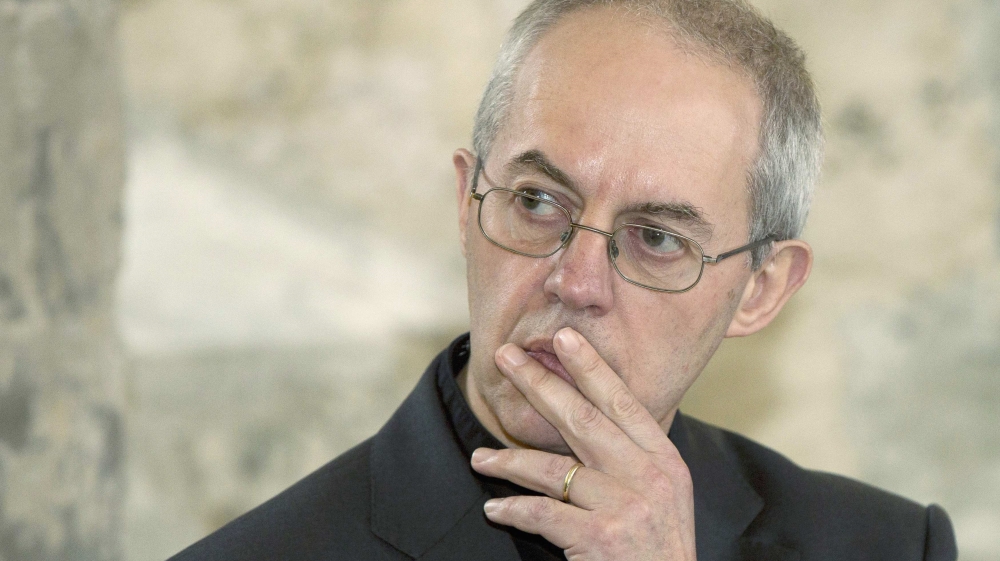 Archbishop of Canterbury Justin Welby speaks during a news conference at Lambeth Palace in London