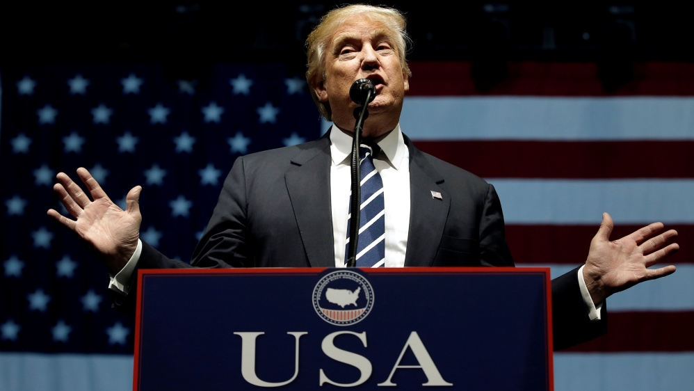 U.S. President-elect Donald Trump speaks at a "Thank You USA" tour rally in Grand Rapids