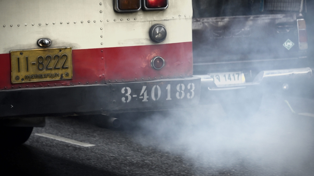 Bangkok city buses contribute to city pollution