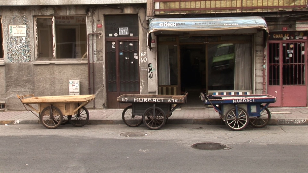 The carts of the eskicis who collect recyclable goods [Al Jazeera]