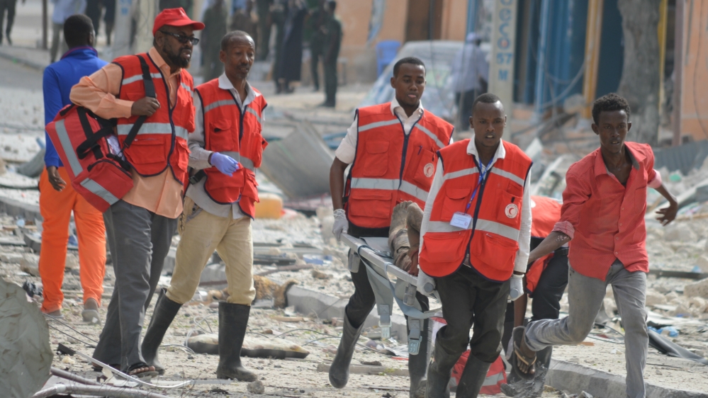 The two blasts caused extensive damage in the area [Abdirizak Mohamud Tuuryare/Al Jazeera]