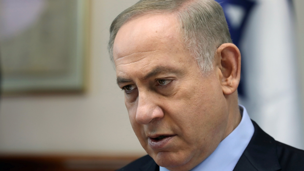 Israeli Prime Minister Benjamin Netanyahu chairs the weekly cabinet meeting in Jerusalem