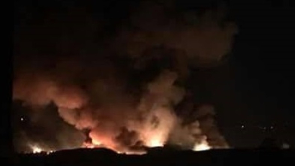 Mazzeh military airport after Israeli rocket attack