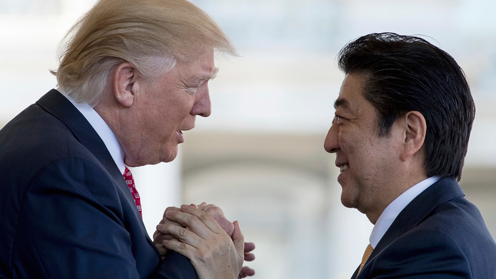 Abe made a pitch to Trump for Japanese high-speed rail technology [Andrew Harnik/AP]