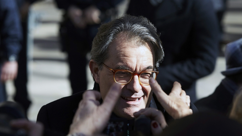 Mas is on trial accused of disobedience for holding a non-biding independence referendum in 2014 [Alejandro Garcia/EPA]