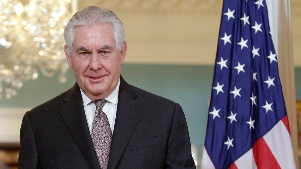 U.S. Secretary of State Rex Tillerson meets with Afghan Foreign Minister Salahuddin Rabbani at the State Department in Washington