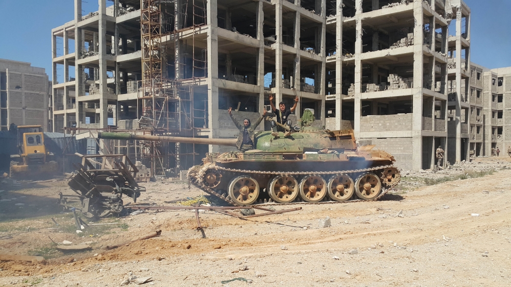 Members of East Libyan forces in southwest of Benghazi