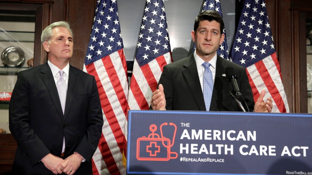 Speaker of the House Paul Ryan (R-WI) and House Majority Leader Kevin McCarthy (R-CA) speak about the American Health Care Act, the Republican replacement to Obamacare, in Washington