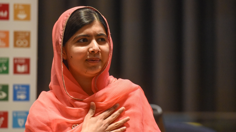 Malala Yousafzai attends a ceremony after being selected a United Nations messenger of peace in New York
