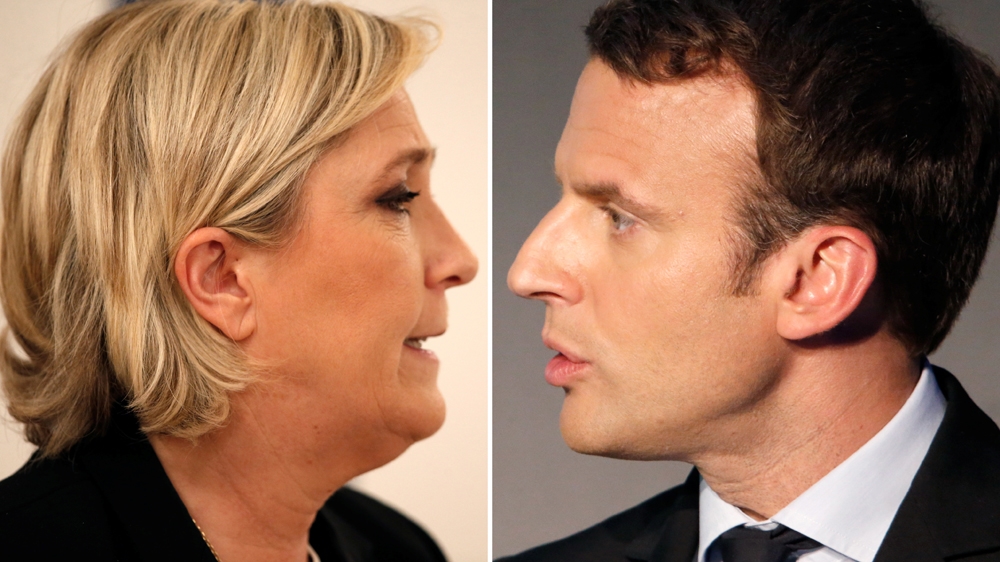 Combination picture of Marine Le Pen and Emmanuel Macron