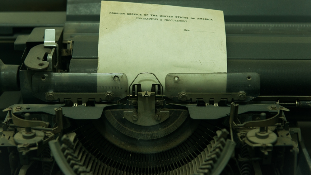 This typewriter was among the relics left after the 1979 hostage crisis [Wojtek Arciszewski/Al Jazeera]