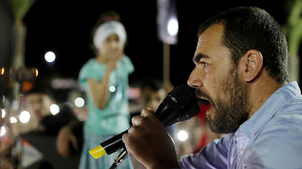 Moroccan activist and the leader of "Hirak" Zefzafi gives a speech during a demonstration against injustice and corruption in the northern town of Al-Hoceima
