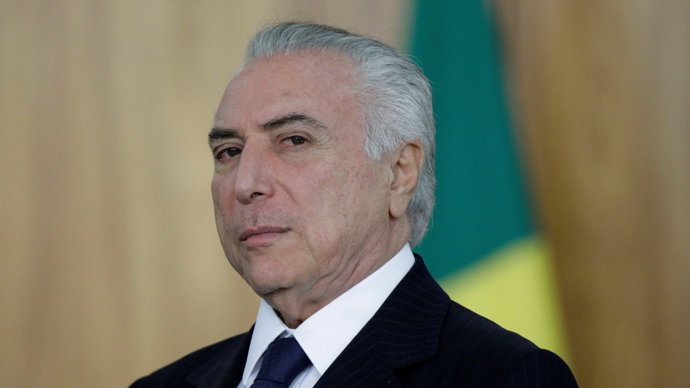Brazilian President Michel Temer attends a credentials presentation ceremony for several new top diplomats at Planalto Palace in Brasilia, Brazil
