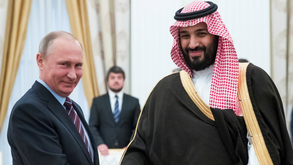 FILE PHOTO: Russian President Putin shakes hands with Saudi Deputy Crown Prince and Defence Minister bin Salman during a meeting at the Kremlin in Moscow