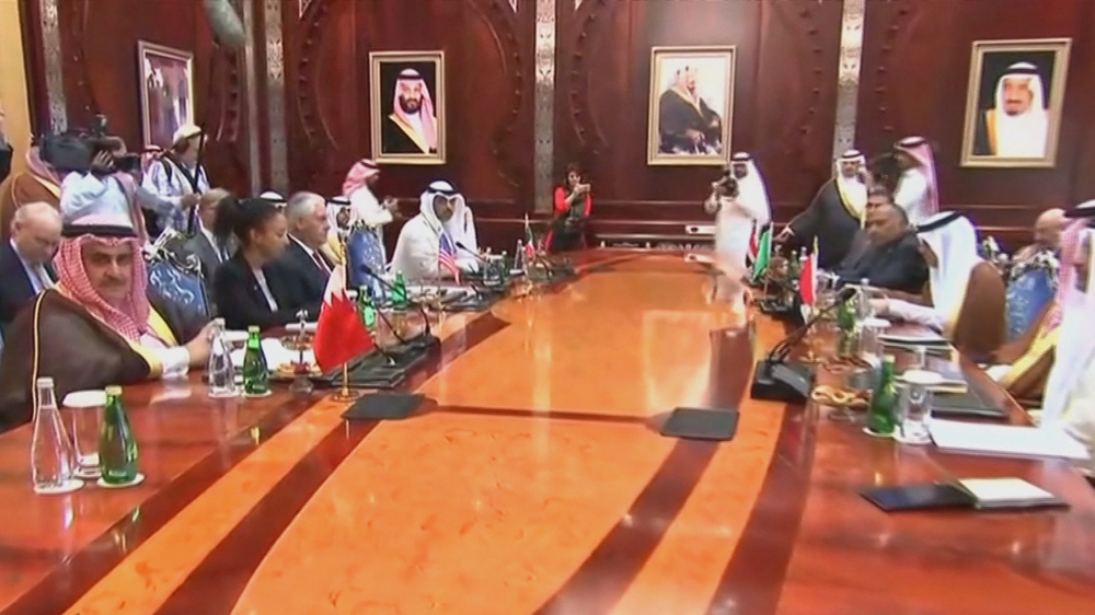 Tillerson also met with the foreign ministers of Saudi Arabia, the UAE, Bahrain and Egypt in Jeddah on Wednesday [Al Jazeera screenshot]