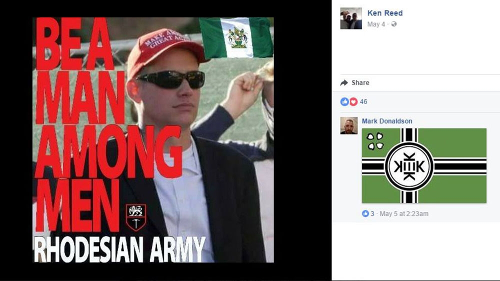 White Lives Matter's Ken Reed has posted praise of the white separatist state Rhodesia [Screenshot from Facebook]