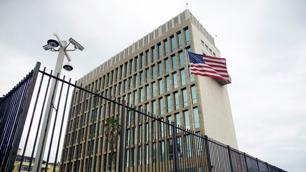 An exterior view of the U.S. Embassy is seen in Havana, Cuba