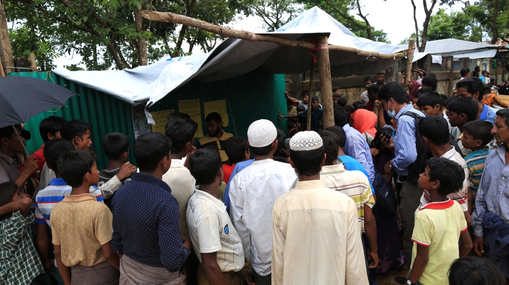 Nazir Ahmed has volunteered his services at the Kutupalong missing report centre [Showkat Shafi/Al Jazeera]