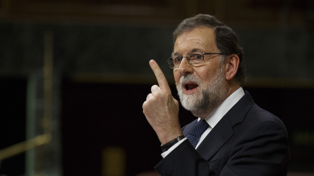 Spanish Prime Minister Mariano Rajoy Speaks At The Spanish Parliament