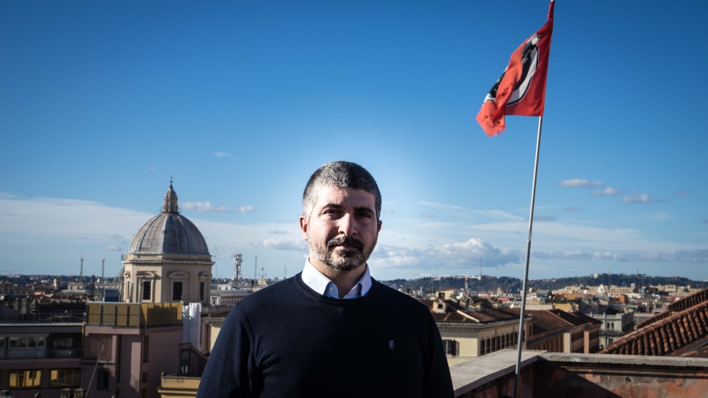 Simone Di Stefano is CasaPound's candidate for prime minister [Patrick Strickland/Al Jazeera]
