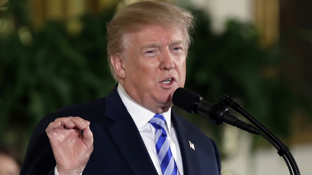 President Donald Trump speaks at the Public Safety Medal of Valor awards ceremony in the East Room of the White House, Tuesday, Feb. 20, 2018