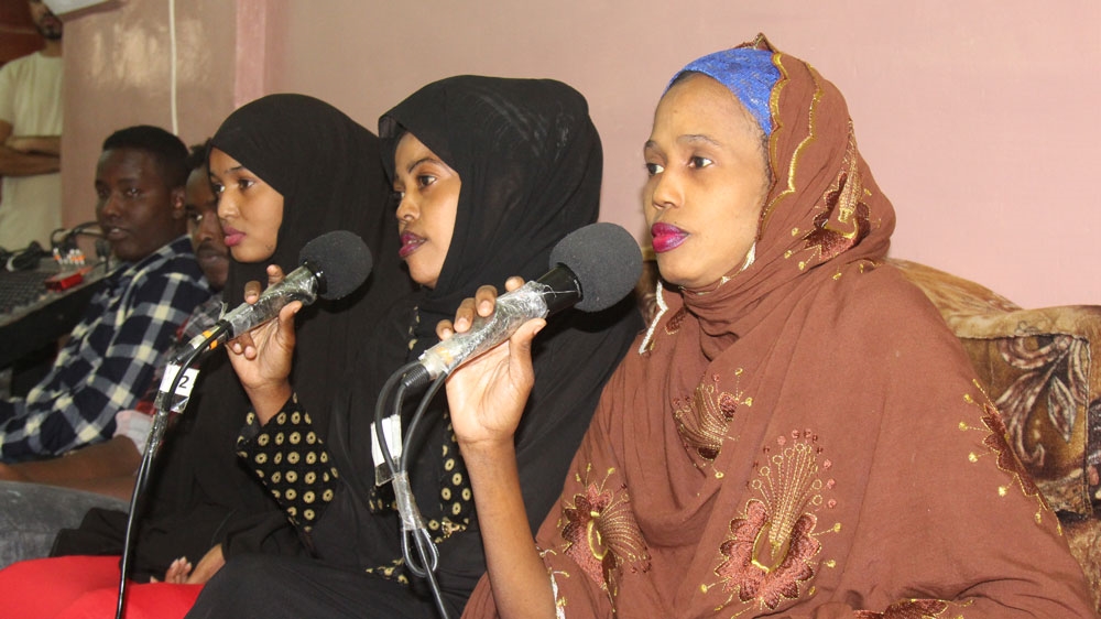 Somali production companies download Turkish films from the internet and add Somali voiceover before selling to local TV stations [Nuur Mohamed/Al Jazeera]