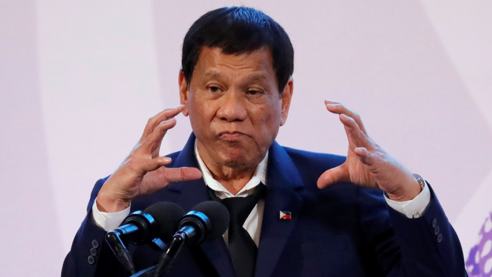 Philippines'' President Rodrigo Duterte Rodrigo Duterte gestures during a news conference on the sidelines of the Association of South East Asian Nations (ASEAN) summit in Pasay, metro Manila