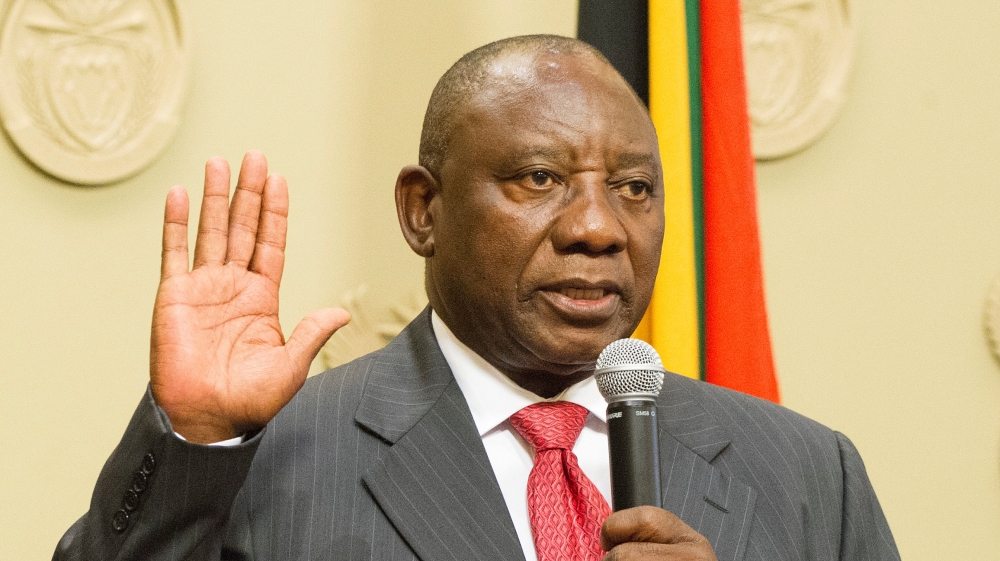 Cyril Ramaphosa is sworn in as the new South Africa president at the parliament in Cape Town, South Africa February 15, 2018.