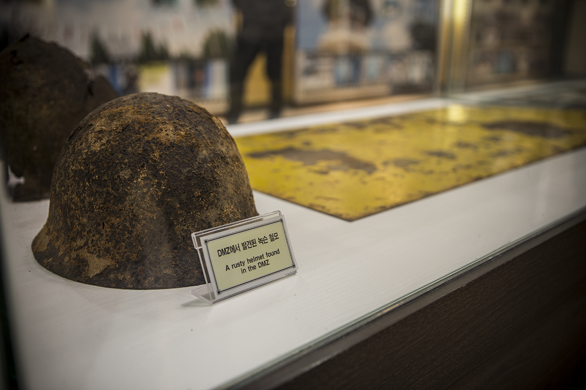 Inside the Freedom House on the South Korean side is a museum that offers visitors a glimpse into the history of the Koreas, the conflict and the DMZ. There is also a live feed of the Panmungak, the b