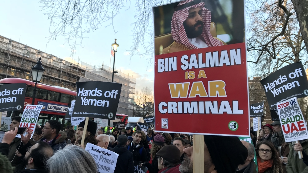 Protest against Crown Prince of Saudi Arabia Al-Saud in London