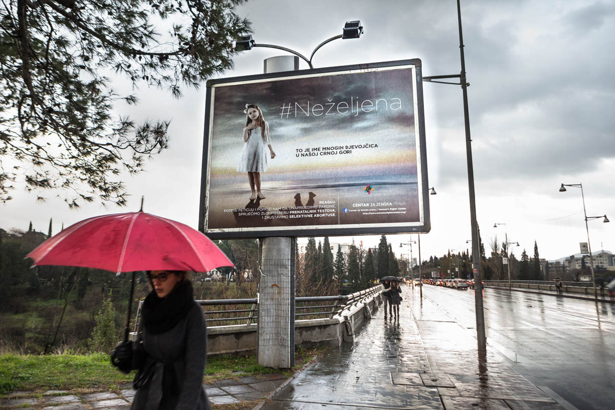 A billboard from the UNWANTED campaign on one of the largest streets in the capital of Montenegro, Podgorica