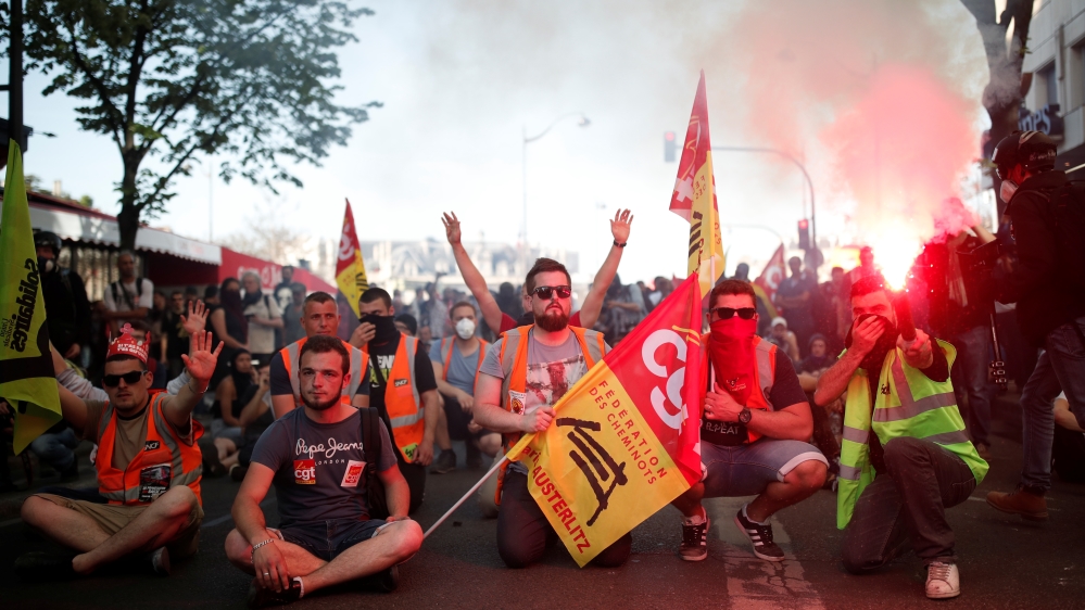 Rail workers were on their fourth wave of stoppages this month [Benoit Tessier/Reuters]