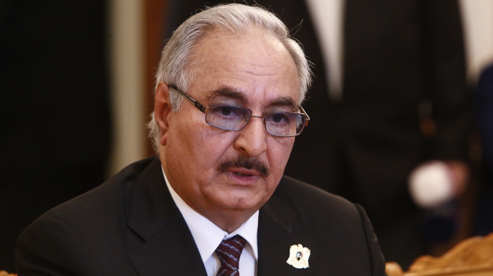 General Haftar, commander in the Libyan National Army, attends a meeting with Russian Foreign Minister Lavrov in Moscow