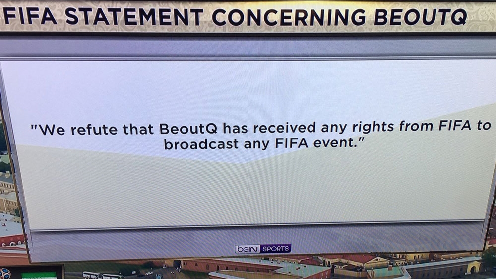 FIFA had earlier said that is contemplating legal action against pirate channel beoutQ [Al Jazeera]