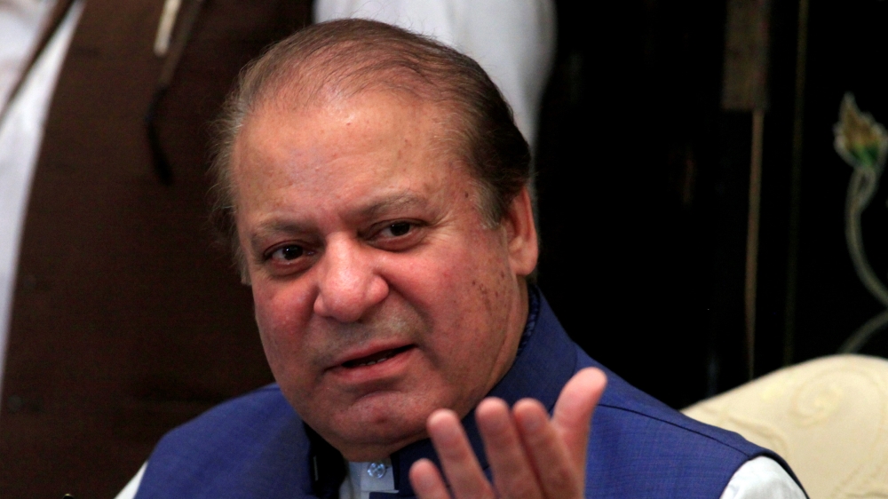 FILE PHOTO: Nawaz Sharif, former Prime Minister and leader of Pakistan Muslim League (N) gestures during a news conference in Islamabad