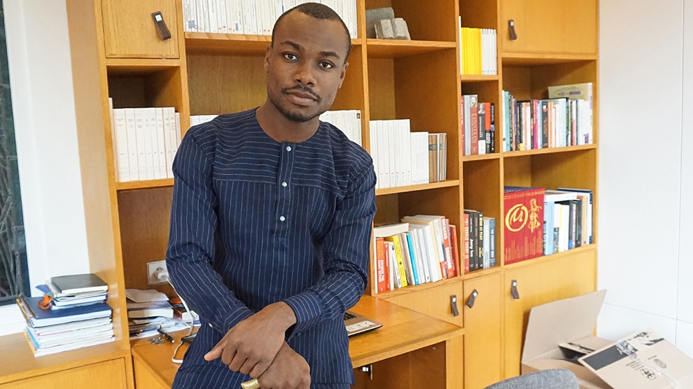 Vital Sounouvou, founder of Exportunity, says that he was haunted by the question of how to put small businesses in Benin in touch with the global market [Joy Notoma/Al Jazeera] 
