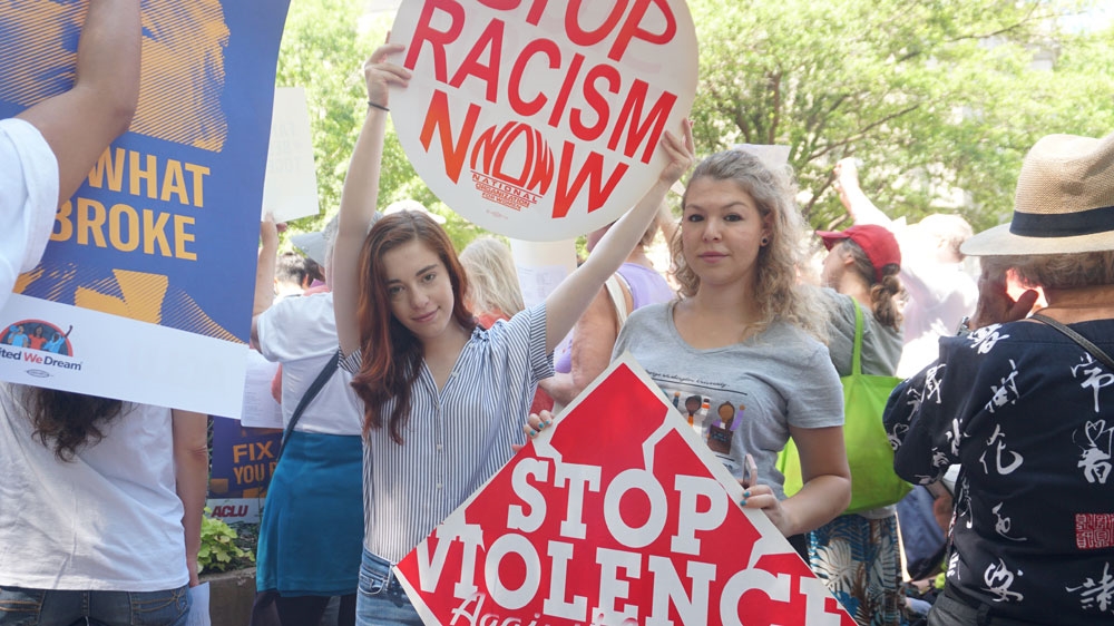 The protesters carried posters, placards and chanted slogans [Azad Essa/Al Jazeera]