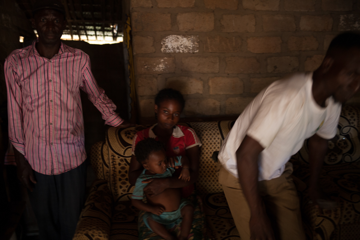 Pierre Nguenefio (left on the image) has seen four of his sons and his younger brother tied up by members of the "Siriri" armed group, on the 2nd of May 2018. He escaped and walked up to the village