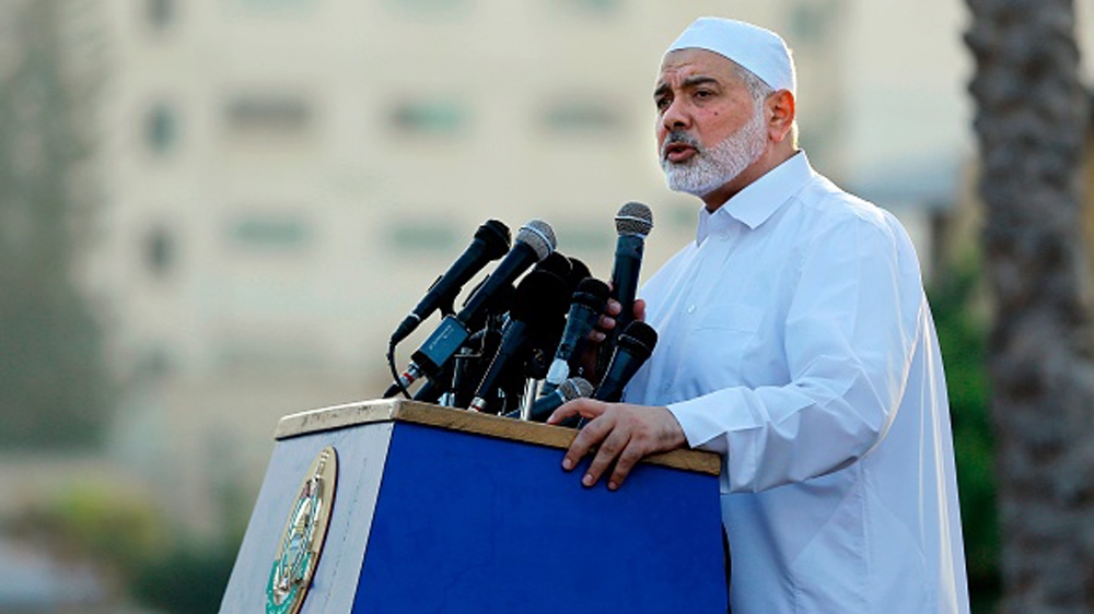 PALESTINIAN-HAMAS-GAZA-EID Gaza''s Hamas leader Ismail Haniya delivers a speech on the first day of the Muslim Eid al-Adha holiday in Gaza City on August 21, 2018.